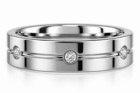 Men's 3/8Ct Diamond 6.5mm Comfort Fit Ring Polished Tungsten Wedding Band