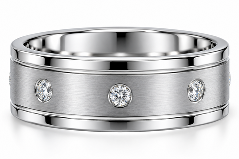 Men's 1/2Ct Diamond 8MM Matte Comfort Fit Wedding Band Tungsten Ring