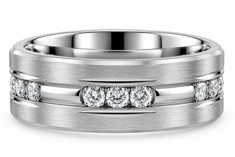 Men's 7/8Ct Diamond 8MM Titanium Comfort Fit Ring Matted Wedding Band