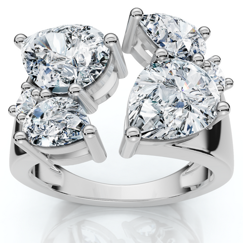4.25Ct Waltz Pear Shape Lab Grown Diamond Ring 14k Gold Cigar Band