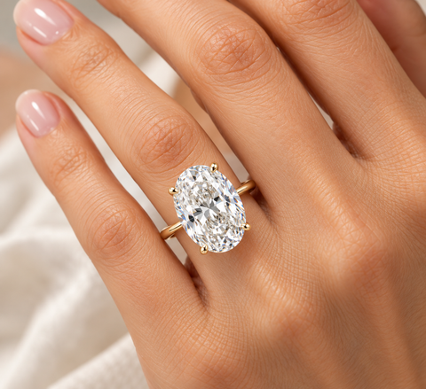 Certified 10Ct Oval Diamond Solitaire Engagement Ring 14k Gold Lab Grown
