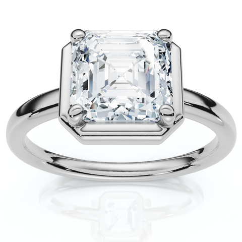 Certified 2Ct Ashcer Cut Bezel Framed Diamond Engagement Ring 14k Gold Lab Grown