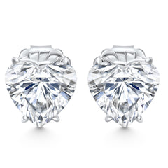 Certified 6Ct TW Heart Shape Diamond Studs 14k White Gold Lab Grown