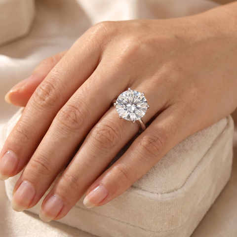 Certified 6Ct VS Solitaire Round Diamond Engagement Ring White Gold Lab Grown