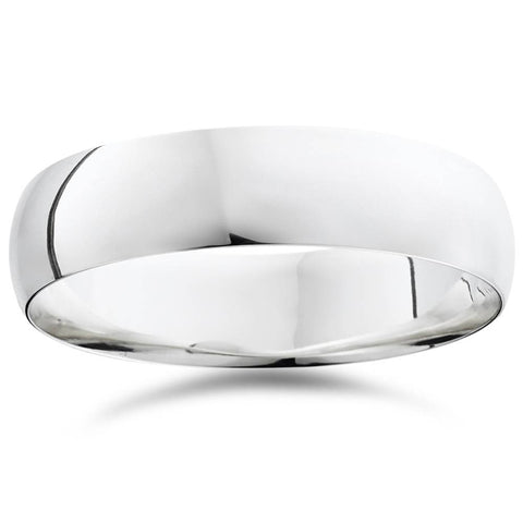 6mm Wide High Polished Wedding Band 950 Platinum Plain Dome Ring