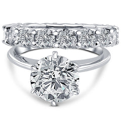 Certified 7Ct Diamond GH/SI1 Engagement Eternity Rings Lab Grown 14k White Gold