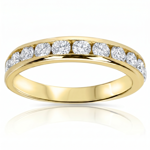 1ct TW Diamond Wedding Channel Set Anniversary Ring 14K Yellow Gold Ring Band