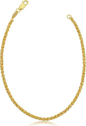14k Yellow Gold Filled 2.5 mm Round Wheat Chain Necklace Mens 26"