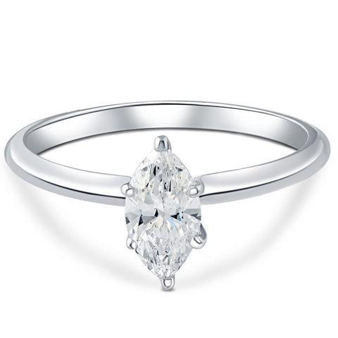 G/SI Platinum .72Ct Marquise Natural Certified Diamond Solitaire Engagement Ring