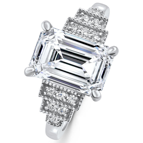 Certified 2.15Ct - 6.15Ct Emerald Cut Lab Grown Diamond Engagement 14k Gold Ring