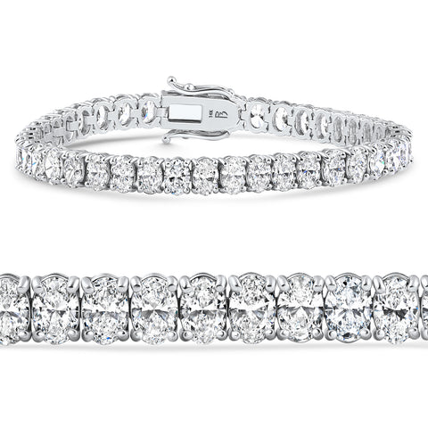 16Ct TW Oval Diamond Tennis Bracelet 14k Gold 7" Lab Grown