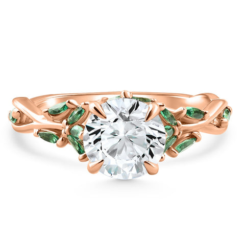 Certified 2.65Ct Vine Petal Diamond Peridot Engagement Ring 14k Rose Gold Sz 8.5