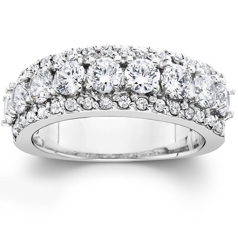 1 1/2ct Diamond Anniversary Wedding Band 14K White Gold Ring Band New