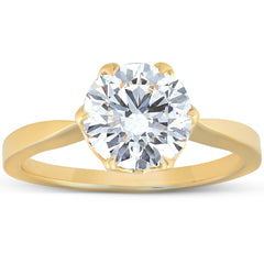 G/VS 2 Ct Moissanite Solitaire Engagement Ring 14k Yellow Gold
