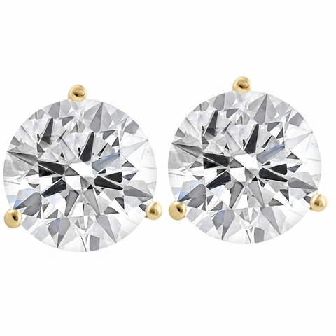 Certified 8 Ct tw 14k Yellow Gold Lab Grown Round-Cut Diamond Martini Studs