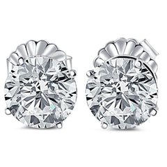 Certified 6.00CT Round Diamond Studs 14k White Gold Lab Grown (H/SI1)