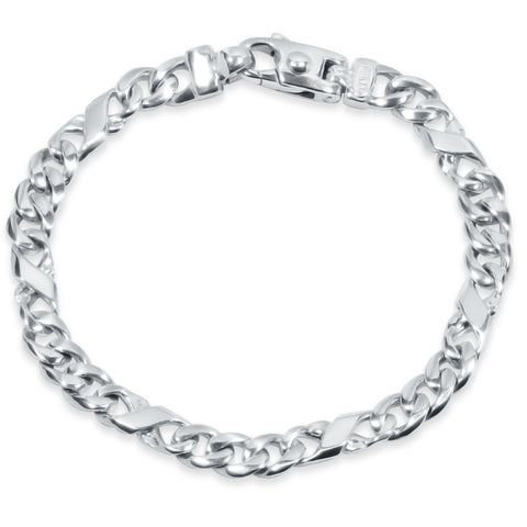 Men's Infinity Figaro Link 14k Gold (26gram) or Platinum (42gram) 7.5mm Bracelet 8.5"