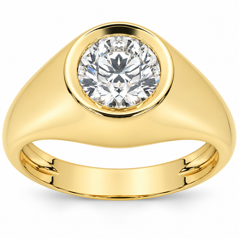 1.50Ct Men's Solitaire Round Diamond Brilliant Wedding Ring 14K Yellow Gold