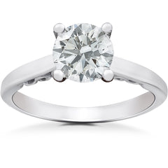 F/VS 1 ct Diamond Round Solitaire Engagement Ring 14k White Gold Lab Grown