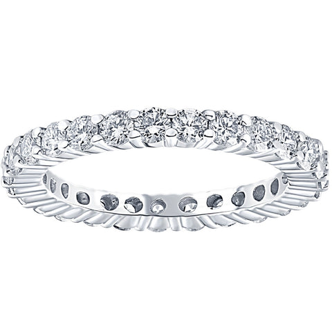 G/VS 1ct Diamond Wedding Eternity Ring Wedding Band 14K White Gold Lab Grown