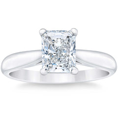 F/VS 1Ct Radiant Cut Solitaire Lab Grown Diamond Engagement Ring in Platinum