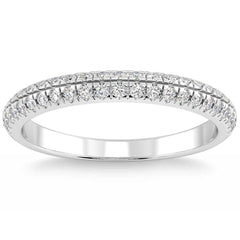 F/VS .50Ct Pave Diamond Wedding Ring 14k Gold Stackable Band Lab Grown