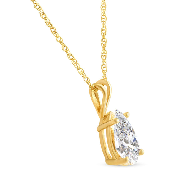 Certified 1 - 4Ct Pear Shape Solitaire Pendant 14k Gold Women's 18