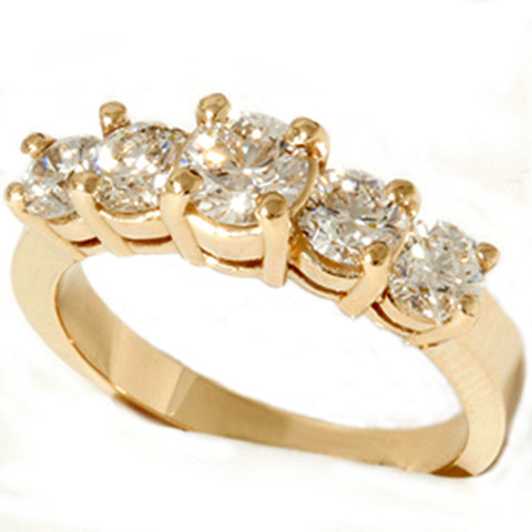 2ct Lab Created Diamond 5-Stone Engagement Anniversary Ring 14K Yellow Gold