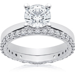 1 3/4 ct Lab Grown Eco Freindly Diamond Engagement Ring & Matching Eternity Band