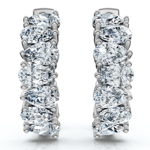 G/VS 2 - 6 Ct Pear Shape Diamond Hoops 14k Gold Lab Grown Women's Earrings
