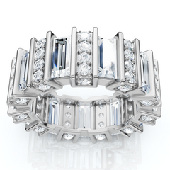 G/VS 6Ct Emerald Cut Designer Wide Diamond Eternity Ring 14k Gold Lab Grown