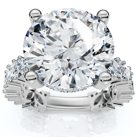 Certified 6.78Ct Round Cut Diamond Engagement Ring 14k White Gold Lab Grown E/VS