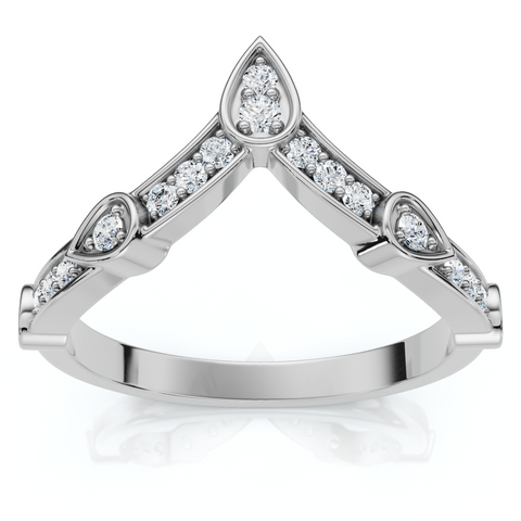 Curved V Shape Diamond Wedding Anniversary Guard Engagement Ring Gold Lab Grown