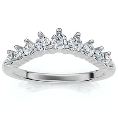 3/8Ct Diamond Contour Wedding Guard Ring Womens Band 14k Gold Lab Grown