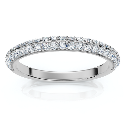 F/VS .25Ct Diamond Micro Pave Wedding Ring Stackable Band 14k Gold Lab Grown