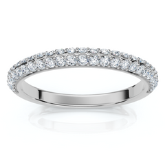 F/VS .25Ct Diamond Micro Pave Wedding Ring Stackable Band 14k Gold Lab Grown