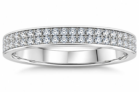 F/VS .50Ct Pave Diamond Wedding Ring Stackable Band 14k Gold Lab Grown