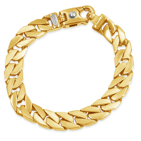 Braccio Men's Gold Plated 33 Gram Curb Link Solid Silver Bracelet 8.5"