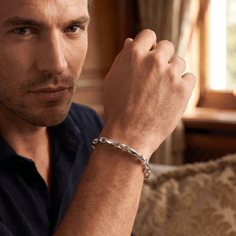 Men's Marine Designed 14k Gold (14g) or Platinum (26g) 4mm Link Bracelet 8.5"