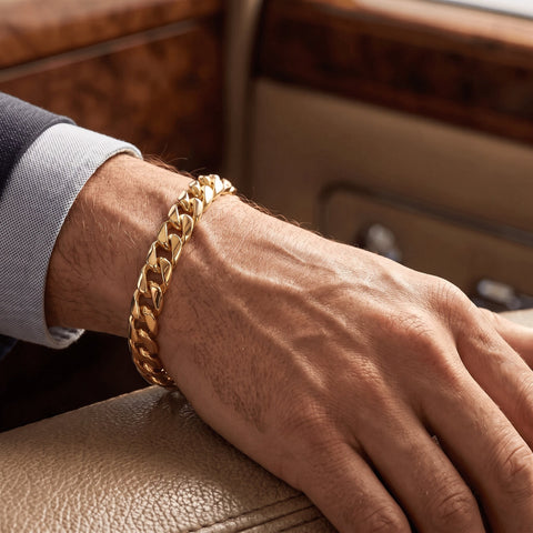 Men's Twist Designed 14k Gold (55g) or Platinum (89g) 7mm Link Bracelet 8.5"