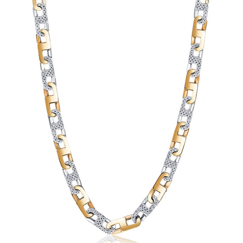 Men's 14k Gold (108gram) or Platinum (203gram) 8.5mm Diamond Chain Necklace 20"