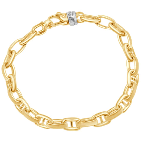 Men's Anchor & Round Link 14k Gold (45gram) or Platinum (69gram) 7.5-8mm Bracelet 8.75"