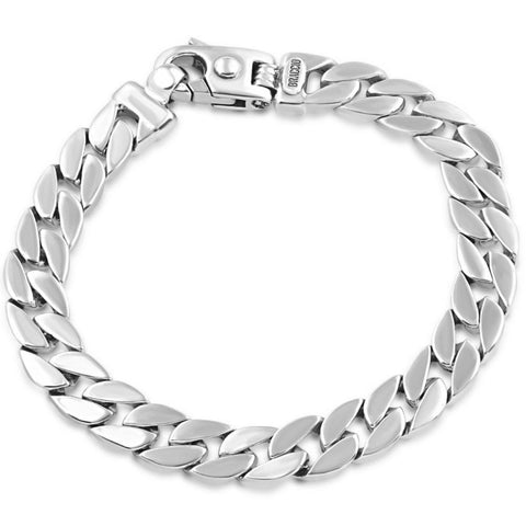 Braccio Men's 37 Gram Round Curb Link Solid Silver Bracelet 8.5"