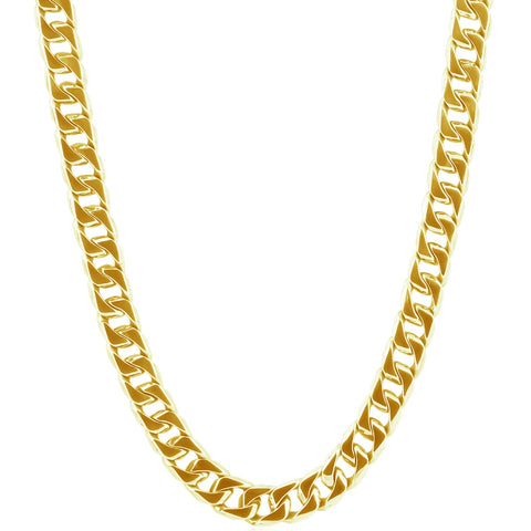 Men's Curb 14k Gold (96gram) or Platinum (180gram) 9mm Link Chain Necklace 24"