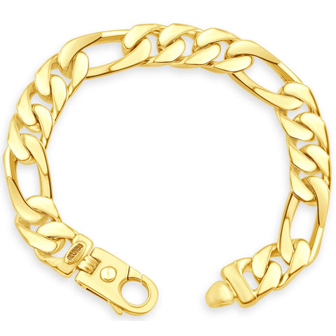 Men's Heavy Figaro 14k Gold (90gram) or Platinum (145gram) 10mm Link Bracelet 8.75"