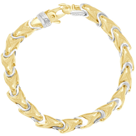 Men's 14k Gold (64gram) or Platinum (103gram) 8mm Link Byzantine Bracelet 8.5"