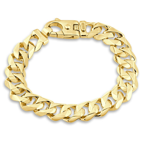 Men's Cuban Link 14k Gold (74gram) or Platinum (119gram) 13.5mm Link Bracelet 9"