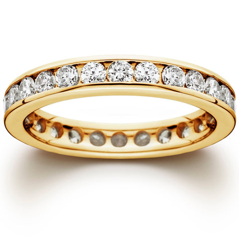 1 1/2CT Channel Set Diamond Eternity Ring 14K Yellow Gold