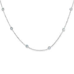 1 1/2 Ctw Diamond Bezel Station Necklace 14K White Gold 18"