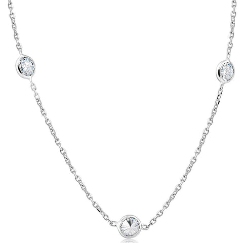 2 Ct Diamonds By The Yard Necklace 14K White Gold Lab Grown Diamond
